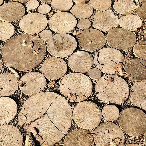pavés de bois rond en robinier pour jardin